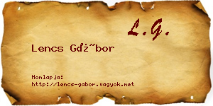 Lencs Gábor névjegykártya